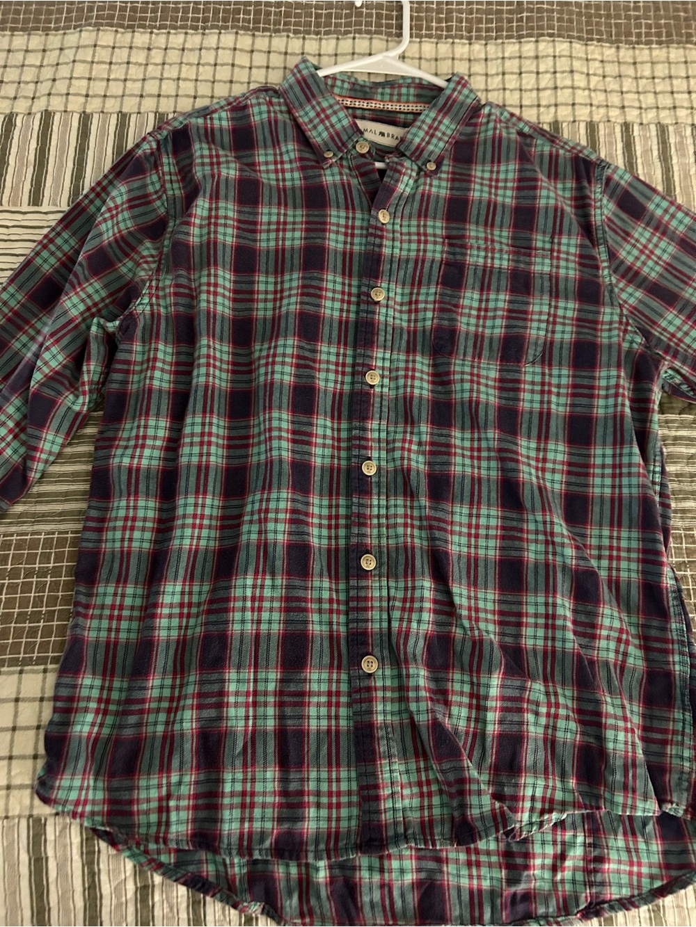 The Normal Brand Teal & Navy Plaid Button-Down Shirt